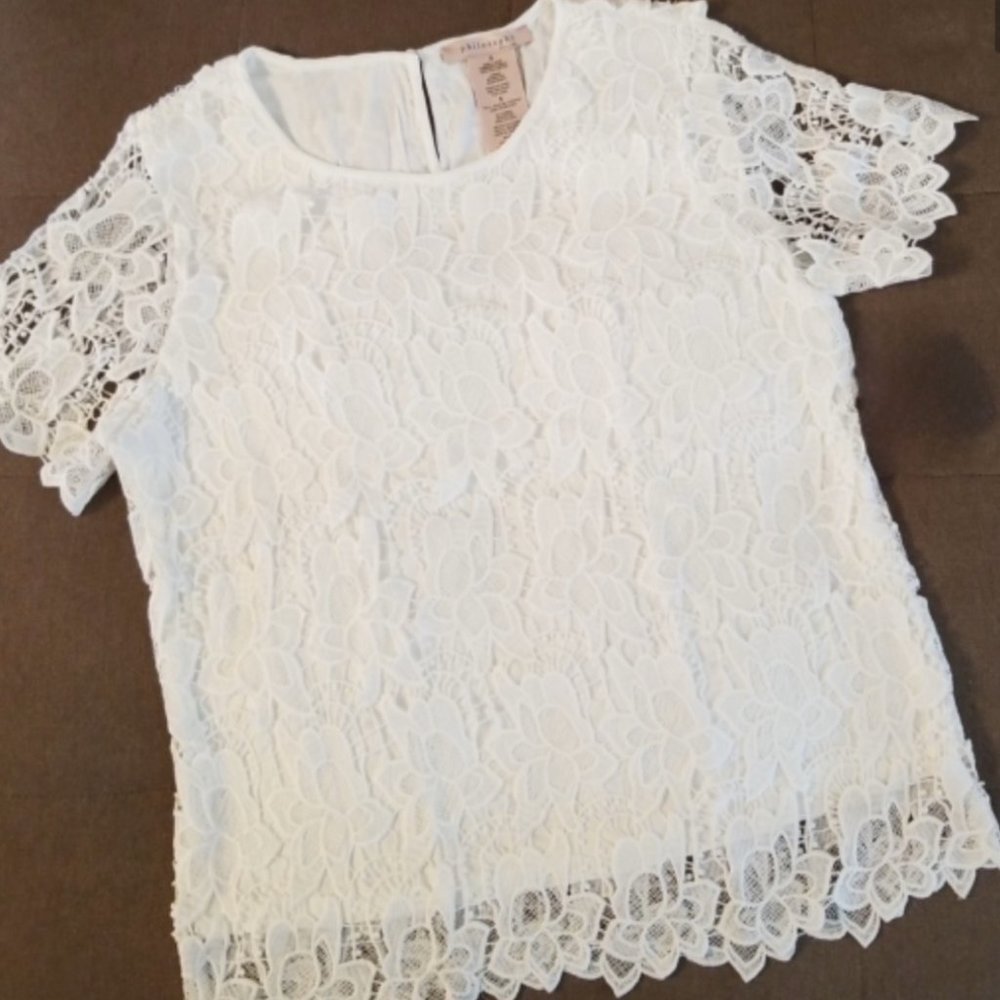 Philosophy Short Sleeve Lace Top - Sz S - NWOT